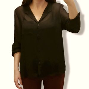 Cotton On black longsleeve sheer top